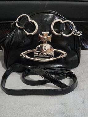 Vivienne Westwood Black Patent Mini Orb Crossbody Backpack